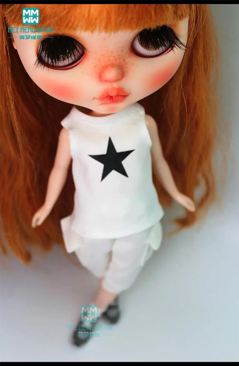 

1PCS Blyth Doll Clothes Casual five-star vest, patch pants for Blyth , Azone, obitsu, FR 1/6 doll