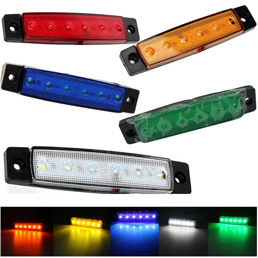 

10pcs LED 6 SMD Truck Lorry Trailer Side Marker Indicators Car Turn Signal Brake Rear Warning Tail Light Lamp