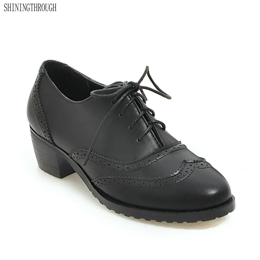 2018 British Style Women Oxfords New Spring Winter Lace Up Low Heel