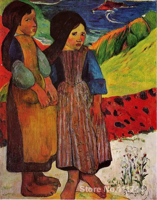Moderne Art Pour Chambre Breton Filles Par La Mer Paul Gauguin
