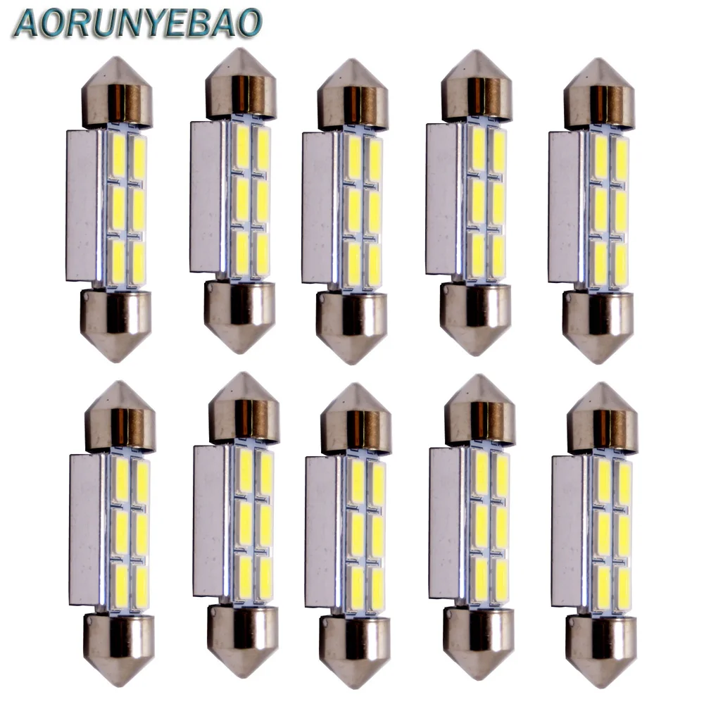 AORUNYEBAO 10 шт. Белый светодиодный Canbus Festoon лампа 31 мм 36 39 41 без ошибок C5W C10W 5630SMD 6