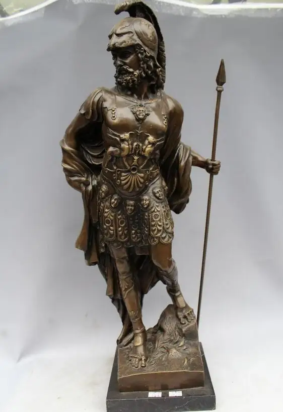 Western Bronze Copper Marble Art Home Decoration Roman Warrior Statue