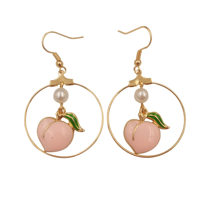 

fashion jewelry accessories metal circle enamel pink peach earrings for women