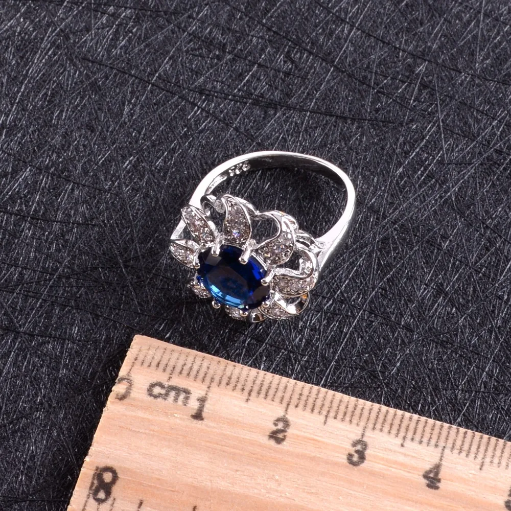 Синий Циркон костюм серебро 925 ювелирные наборы женские серьги с камнями Браслеты ожерелье и кулон кольца набор ювелирных изделий Подарочная коробка