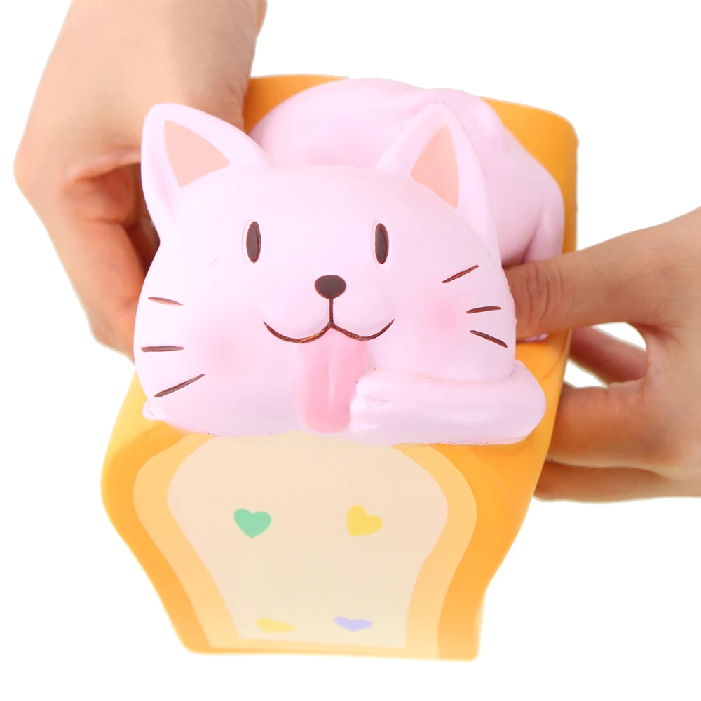 2 цвета Jumbo Squishy Cat Toast Kitty хлеб медленный рост игрушки животные стресс-рельеф игрушки искусственная еда мягкие игрушки подарок для детей