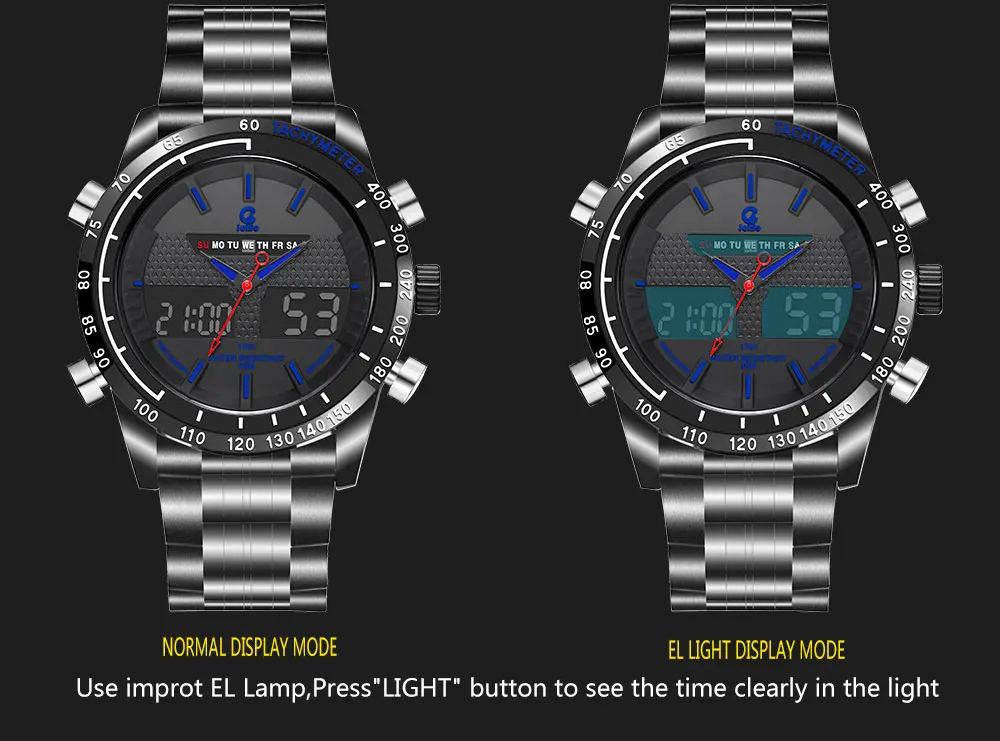 Outdoor Sport Digital Watch Men Stainless Steel Quartz Waterproof LED Wristwatch Dual Display Military Clock     Horloges Mannen (7)
