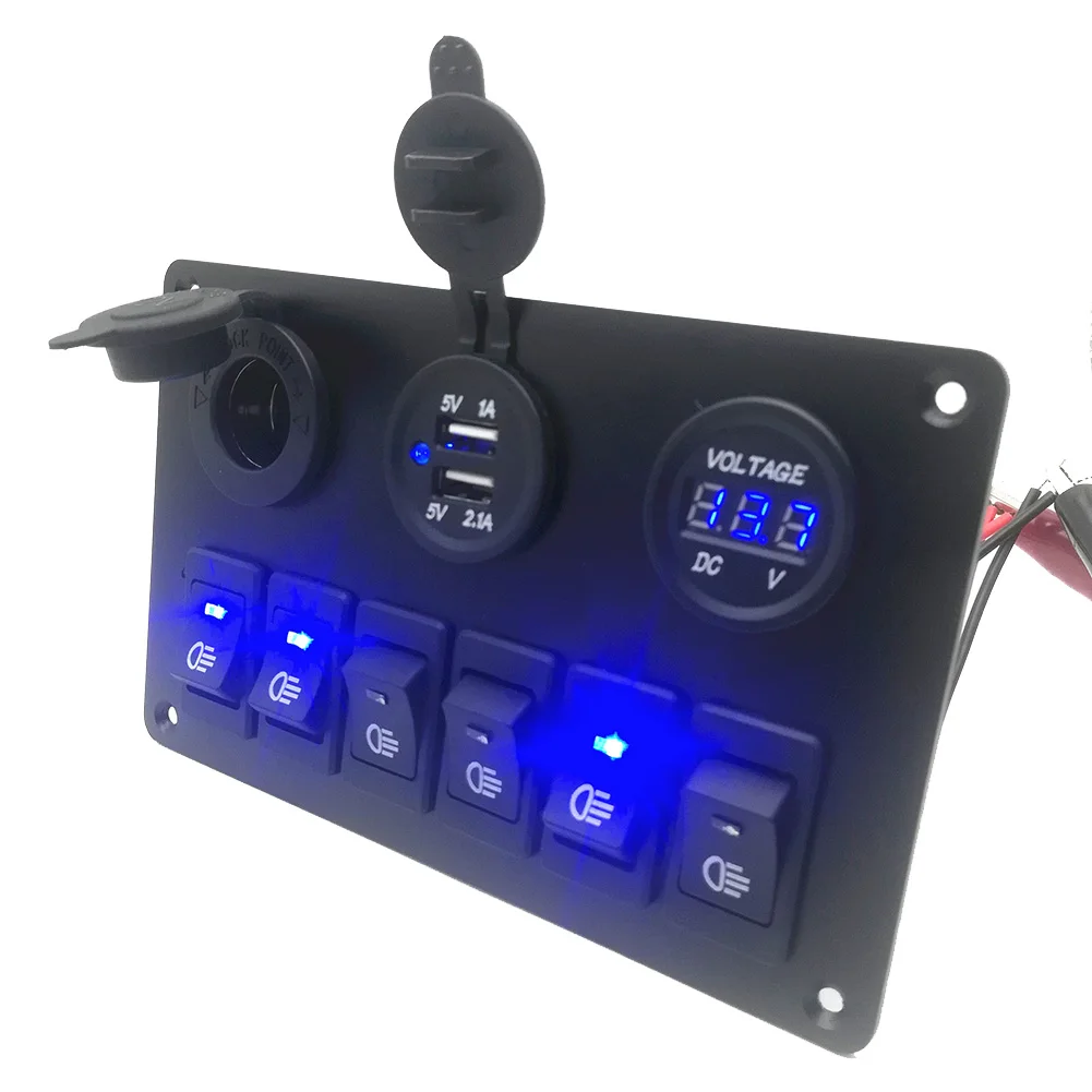 

6 Way Switch Panel Fog Light Headlight Control Durable with USB Charger for Car Car Styling