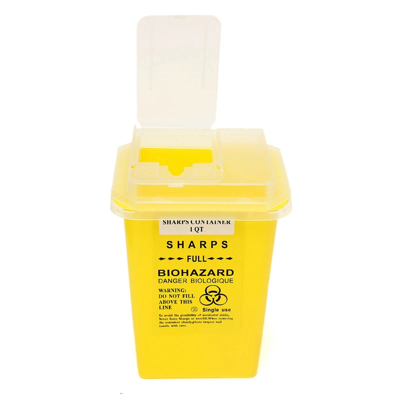 

2pcs Portable Yellow Tattoo Medical Plastic Sharps Container Biohazard Needle Disposal 1L Size Waste Box For Tattooing Artists