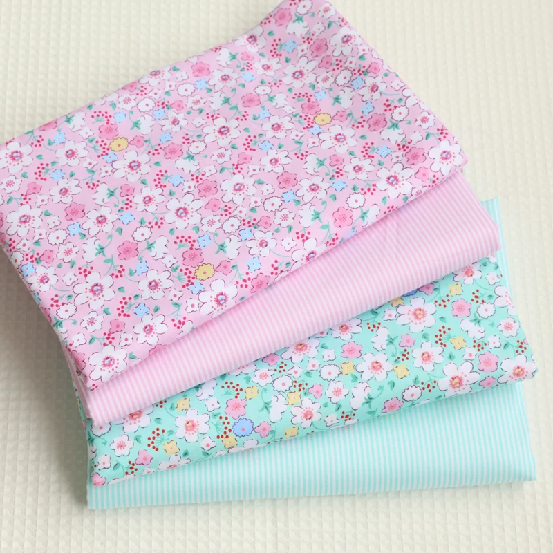 

Cotton fabric the cloth Patchwork Fabrics by the meter Fabric for sewing for patchwork Pink green small floral 50*160 D20