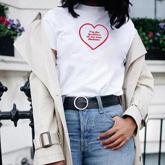 

Skuggnas Architect Of My Own Disaster T-shirt Short Sleeve Women Tumblr Fashion T shirt aesthetic Casual Tops t shirt Drop ship