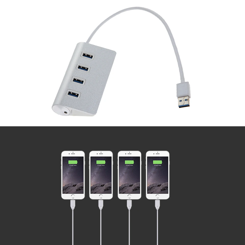 Высокая Скорость 4 Порты USB 3,0 Портативный Алюминий USB вцв Splitter адаптер зарядного 28 см длина кабеля для Macbook Air портативных ПК