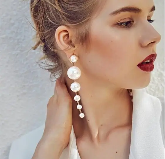 

Top quality Brand Long Pearl Dangle Earrings For Women Fashion Charming Jewelry shell Pearl Earring
