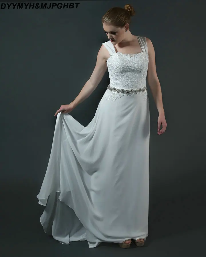 Plus Size Beach Wedding Dresses Two Strap Garden Bridal Gowns A line