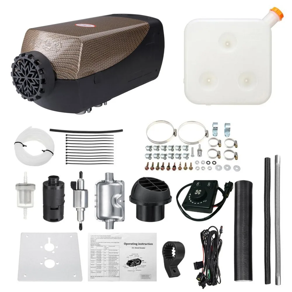 

Golden Color 12V Single-hole Parking Diesel Air Heater LCD/Knob/Digital Switch with Muffler For Motorhome Boat Tank Vent