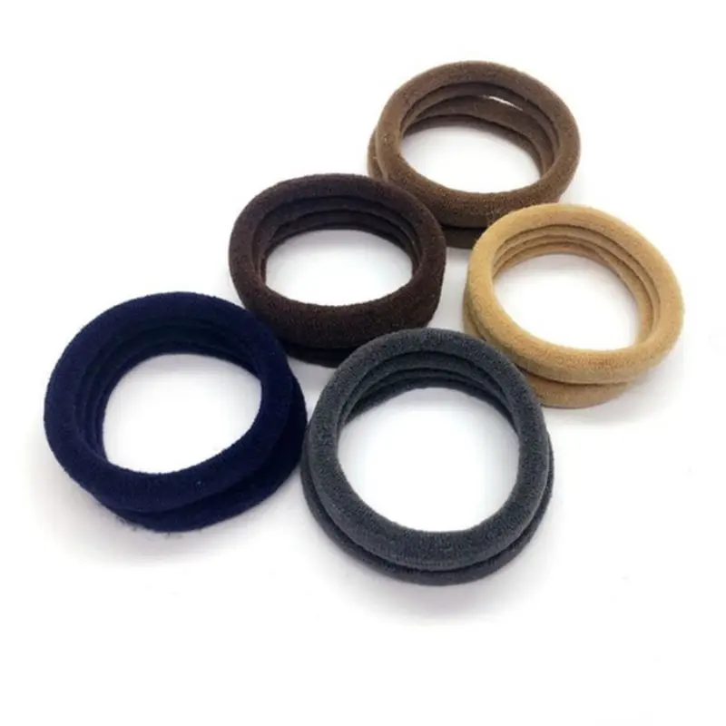 10Pcs Women Girls High Elasticity 4cm Medium Thick Rolled Towel Hair Rope Candy Solid Color Rubber Band Ring Ponytail Holder Scr