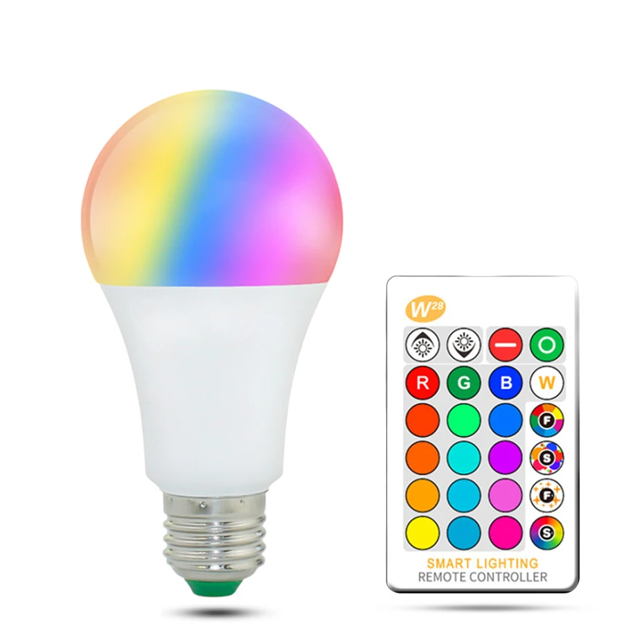 E27 цветная(Rgb) Светодиодная лампа с регулировкой светодиодный свет 220v 5W 10W 15W Цветной светодиодный свет лампы светодиодные лампы E27 с пультом дистанционного управления Управление+ память Функция