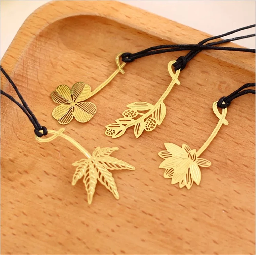Golden Key Feather Tree Silver Plated Bookmark With Leather Strap Mental Bookmarks For Books Paper Clips Stationery Gift | Канцтовары