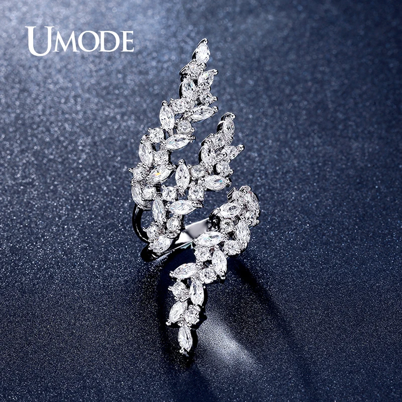 font b UMODE b font Brand Fashion Jewelry Rhodium plated Adjustable 0 1ct Marquise Cut