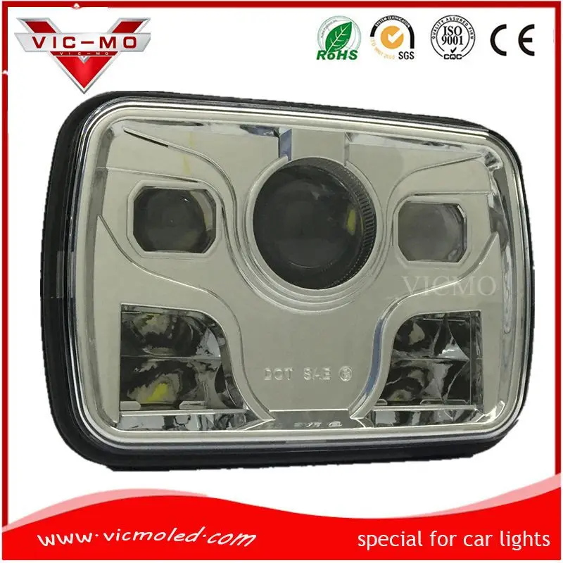 

5x7" H4 Square LED Headlights BLACK Lamps low Beam Clear Projector Lens For Jeep Cherokee XJ Trucks Black 6" X 7" LED Headlight