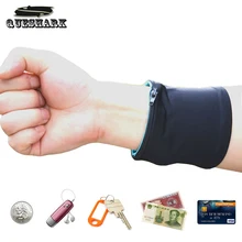 Двойной лайкра Светоотражающая запястье карман Поддержка напульсники для бадминтона время езды на велосипеде, бега Фитнес молния запястье спортивный ремень Напульсники