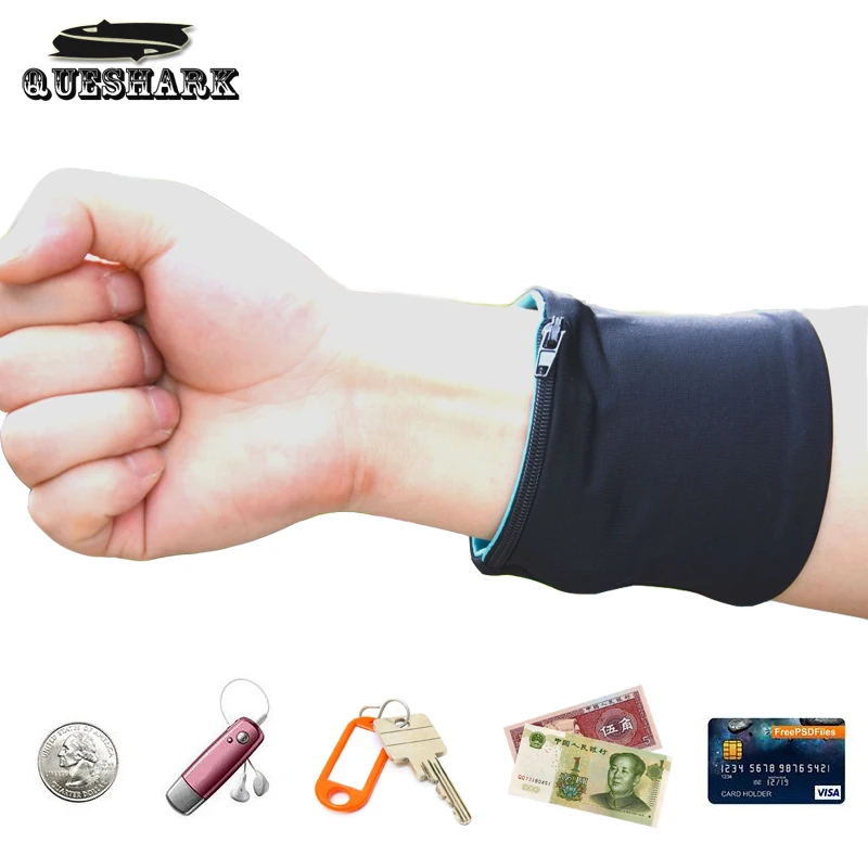 

Double Lycra Reflective Wrist Pocket Support Badminton Sweatbands Running Cycling Fitness Zipper Wrist Pouch Sports Wristbands