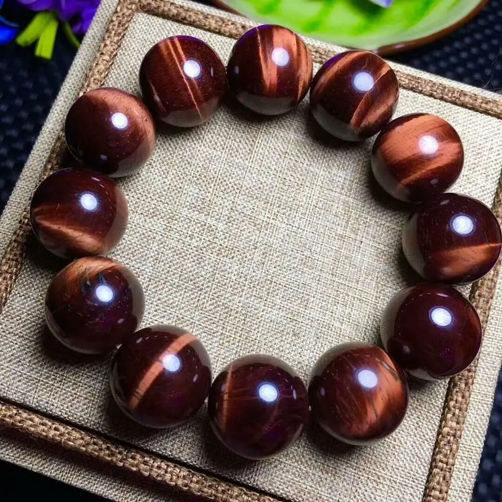 Free Shipping 18mm Natural South African Red Tiger eye stone Crystal Bracelet AAAin Bracelets