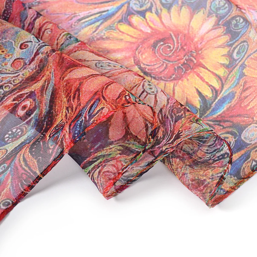 [BYSIFA] Роскошный шелковый шарф Летняя Пляжная шаль для женщин осень зима Феникс Цветочный дизайн длинные шарфы шелковый шарф 180*110 см