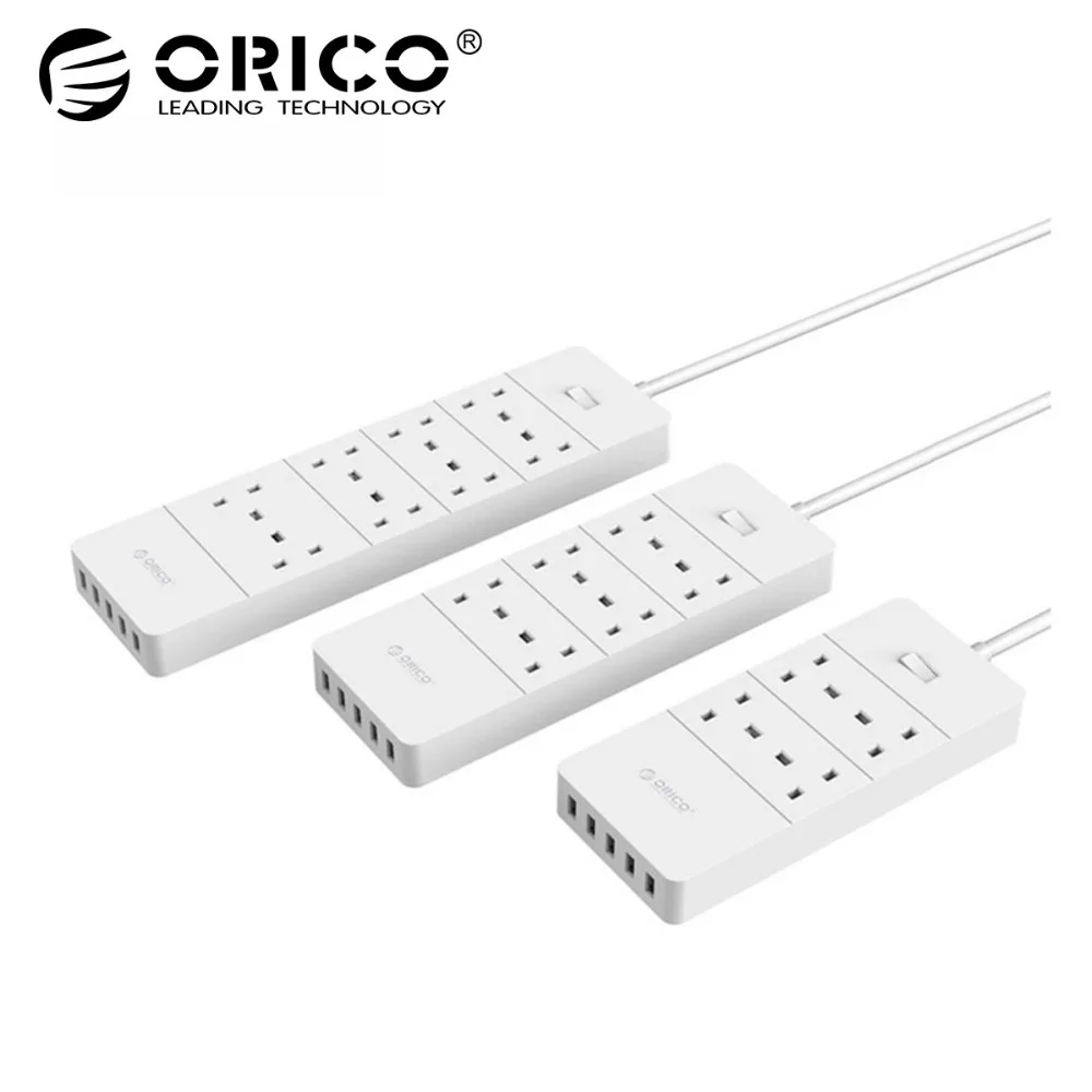

ORICO USB Power Strip UK Plug 4 6 8 AC Outlet Power Socket 5 USB Port Surge Protected Extension Cord Adapter 1.5M Power Cable