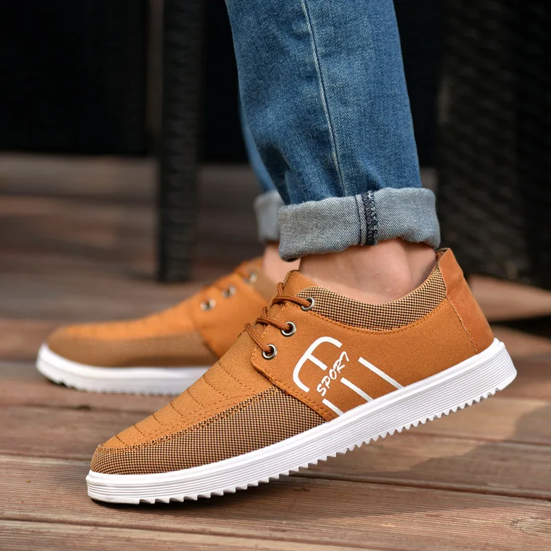 

New Men's Shoes Simple solid Canvas Breathable Comfortable low-help Flat Loafers Shoes Light Walking Male zapatos de Sneakers