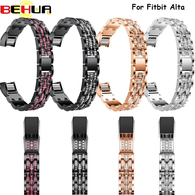 

Crystal Stainless Steel watch Band Strap Rhinestones wrist strap watchbands bracelet For Fitbit alta smart watch wristbands