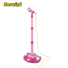 Дети Караоке Регулируемая подставка микрофон музыкальный микрофон игрушка с эффектом светильник-розовый