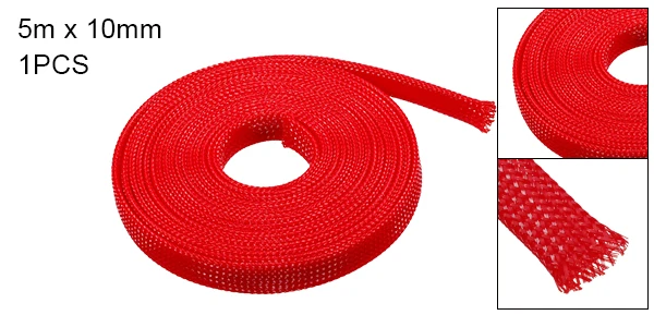 Uxcell 5 м 2,3 мм/6 мм/10 мм PET расширяемая плетеная трубка красный 16.4ft кабель рукав шнур Организатор Красный Зеленый для защиты кабели