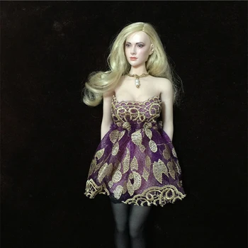 

1/6 Purple Fashion Evening Dress with Stockings Model for 12''Female Figures