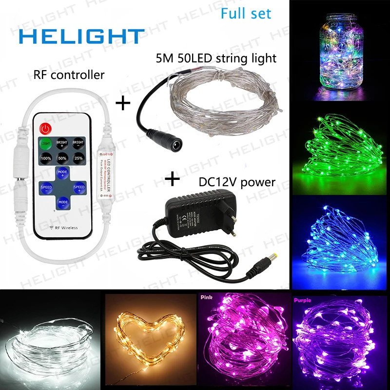 

DC12V LED String Light Fairy Light 5M50LED+Controller+Power Holiday Party Wedding&Garden decoration light Waterproof Flexible