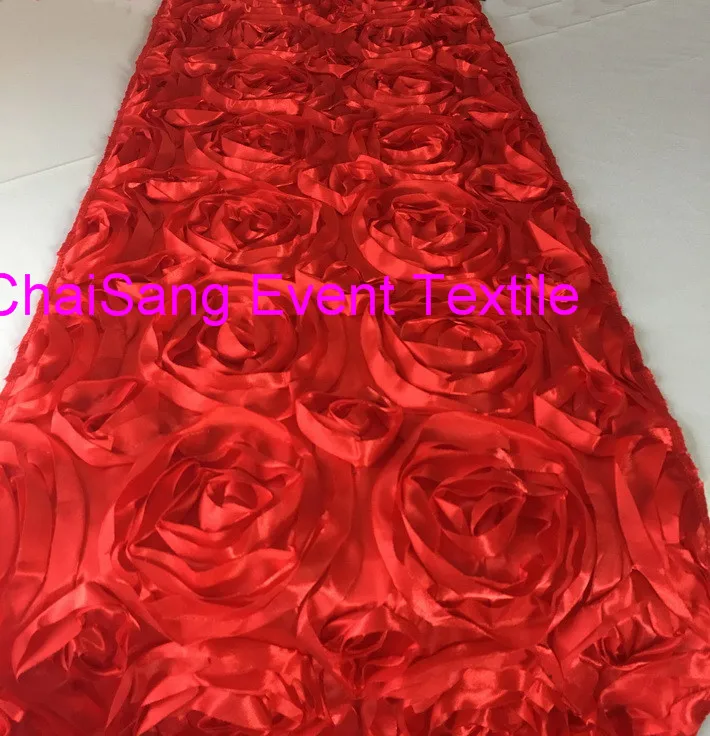 1 шт., высокое качество, красная 3D Розетка с вышивкой, настольные дорожки, 30x270 см, для свадеб, мероприятий, вечерние, банкетные украшения - Цвет: REd