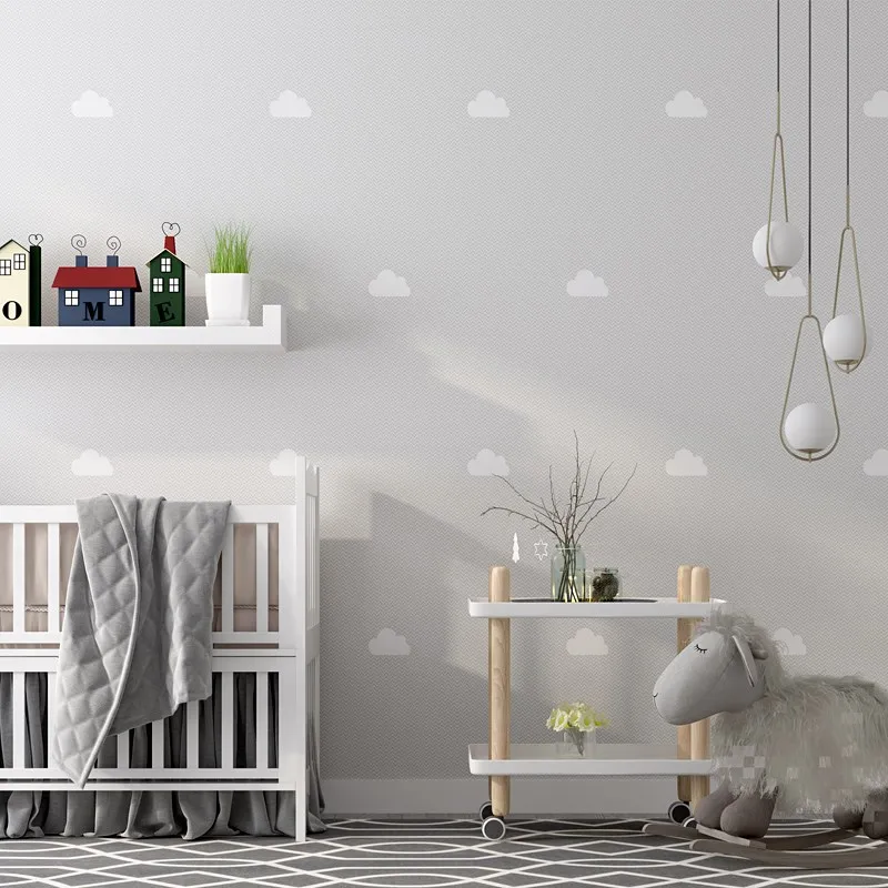 Papel de Parede Rolo de Papel de Parede Parede para Crianças Quarto dos Desenhos Rosa para Crianças das Meninas Meninas do Menino Nórdico Ins Céu Nuvem Rolo de para Crianças Animados Azul do Menino Paredes Papel Pintado