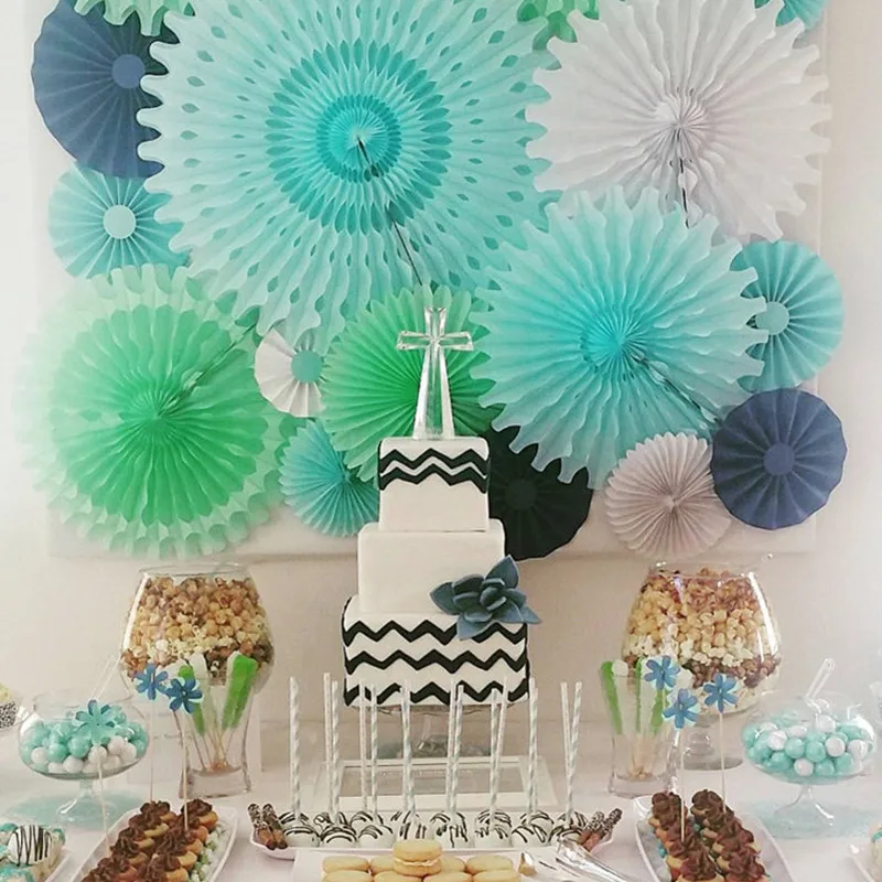 1pc hollow paper fan flower wedding baptism party diy paper fan flower decorations