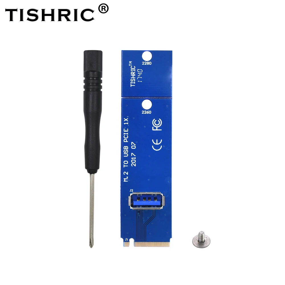 

TISHRIC 10pcs New M.2 to USB 3.0 PCI-E Riser Card Adapter NGFF M2 PCI Express Male To Female Multiplier For BTC Miner Mining