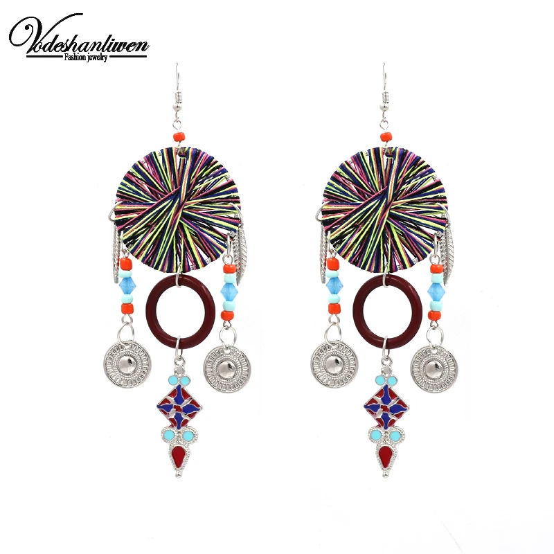 Vodeshanliwen New Hand knitting Dangle Earrings Fashion Bohemian