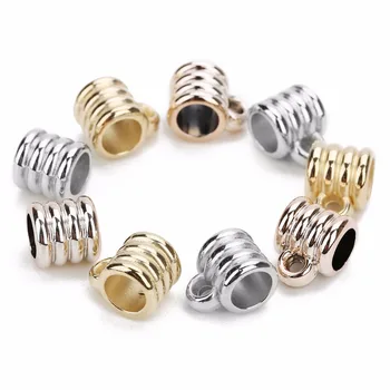 

LOULEUR 50pcs/lot 6 mm CCB Thread Spacer Beads With Hole Gold Color Cylinder Big Hole Pendant For DIY Jewelry Making (not metal)