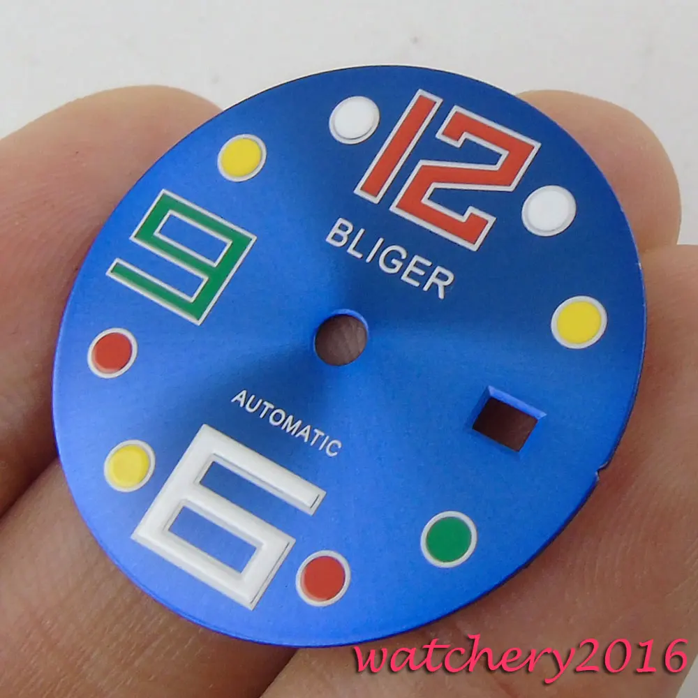 

28.5mm Bliger blue dial date fit DG3804 8205 8215 movement Men's Watch dial