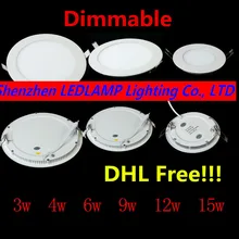 Светодиодный потолочный светильник с регулируемой яркостью 3 Вт, 4 Вт, 6 Вт, 9 Вт, 12 Вт, 15 Вт, 25 Вт, встраиваемый ультра тонкий светодиодный светильник-панель с драйвером, 10 шт./лот, DHL