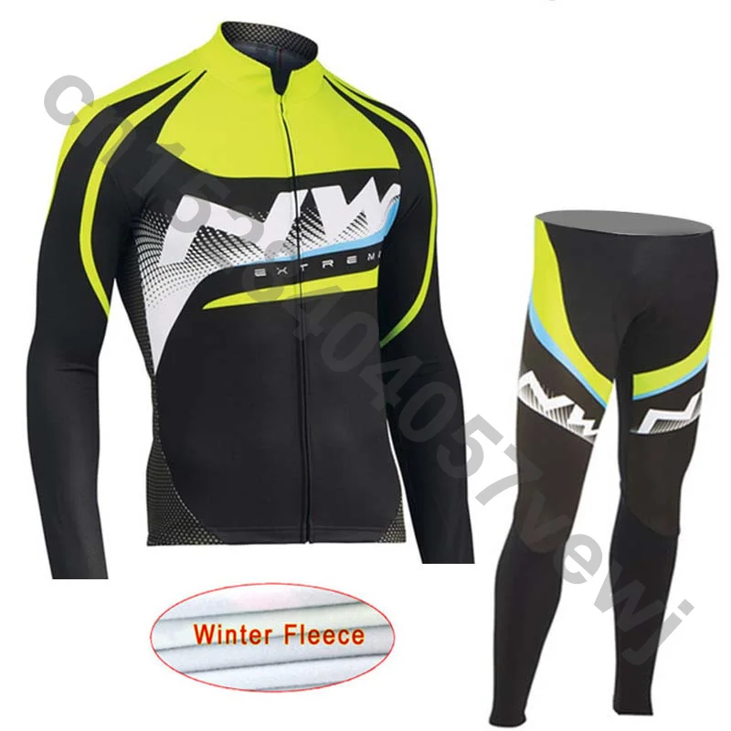 NW зимний флисовый термальный Комплект Джерси для велоспорта Одежда с длинным рукавом Ropa Ciclismo Uniformes C26