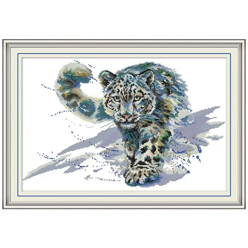 

14/16/18/27/28 Snow leopard painting counted Cross Stitch Set animals DIY DMC Cross-stitch Kit Embroidery Needlework Home 3th
