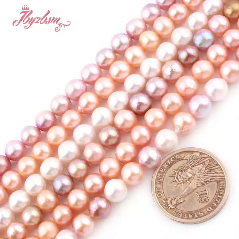 

7-8mm Keshi Edsion Freshwater Pearl Nearround Natural Stone Beads For DIY Jewelry Making Necklace Bracelat Loose Strand 15"