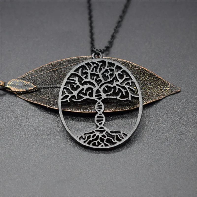 

Elfin Trendy bioscience Molecule Necklace Gold Color Silver Color Tree of life with a DNA Pendant Necklace Women steampunk