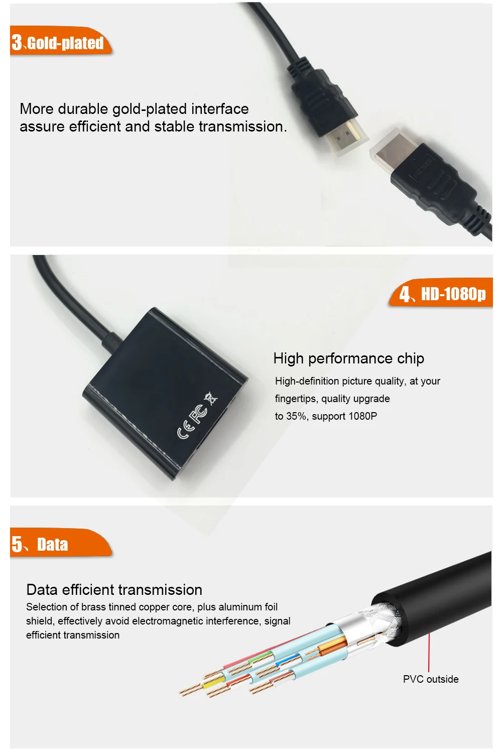 HDMI к VGA кабель адаптер Hdmi переключатель цифро-аналоговый преобразователь мужчин и женщин сплиттер адаптер для PC Поддержка 1080P HDTV C106