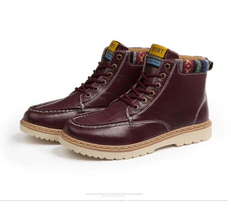 2018 Genuine Leather Men Boots Spring Autumn Winter Man Casual Shoes Fashion Lace-up Ankle Boot Men's Snow Shoe Work Vintage  (6)