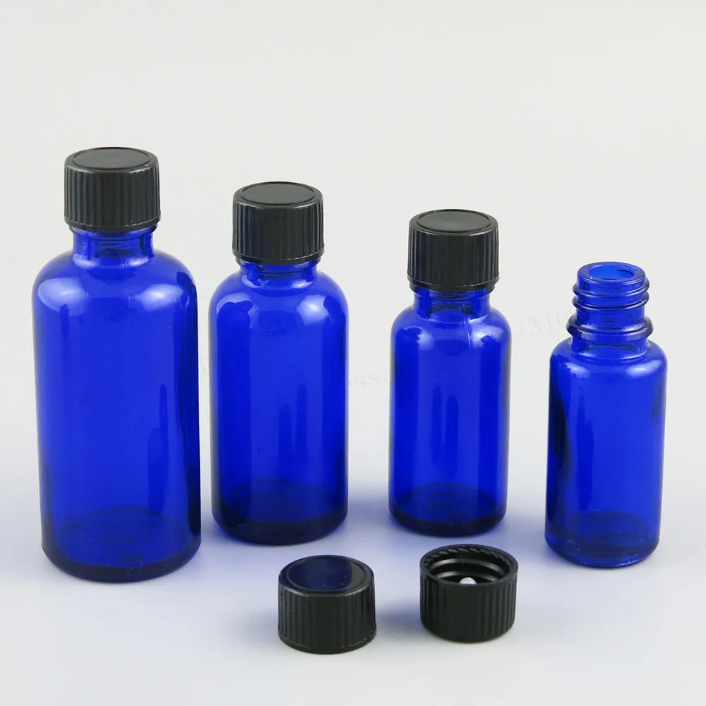 

12 x 5ml 10ml 15ml 20ml 30ml 50ml 100ml Cobalt Blue Glass Bottles with Black Phenolic Cone Cap