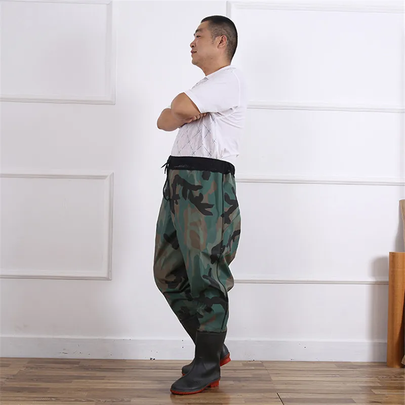 Roupas de Pesca Pant à Prova Calças de Pesca Alta-salto Camuflagem Tático Ropa Dwaterproof Água 0.7mm Pvc Respirável Cintura Malha Tendão Único 5 pant à prova dwaterproof água 0.7mm pvc
